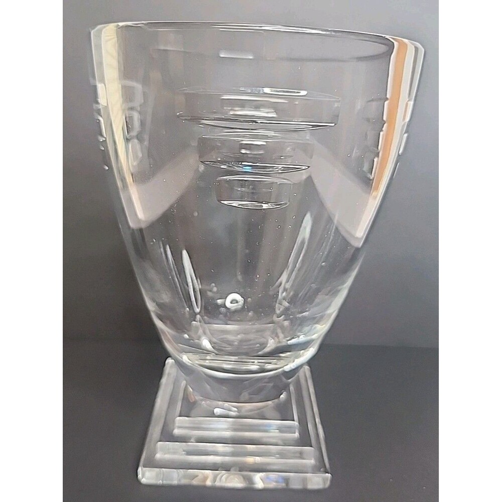Waterford Crystal METROPOLITAN Vase 6” Art Deco Square Foot Ireland EUC